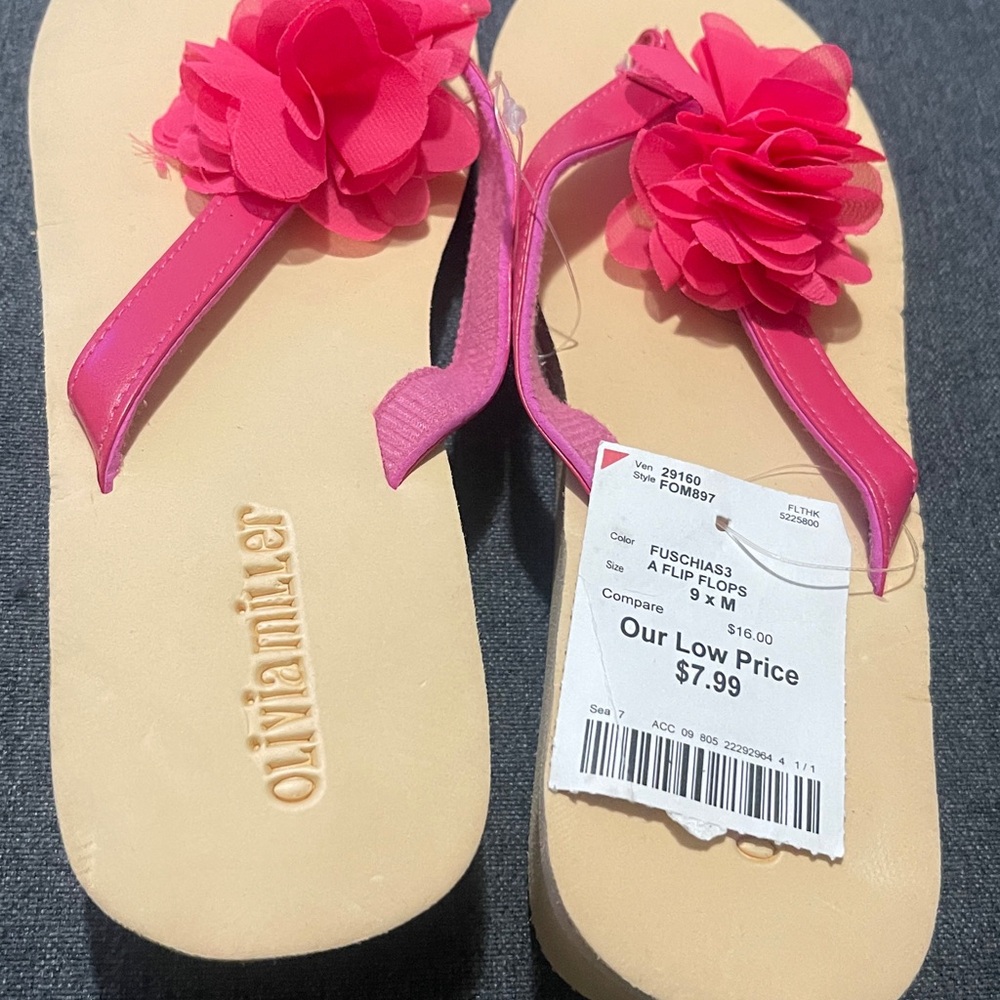 Olivia Miller Fuchsia Floral Flip Flops